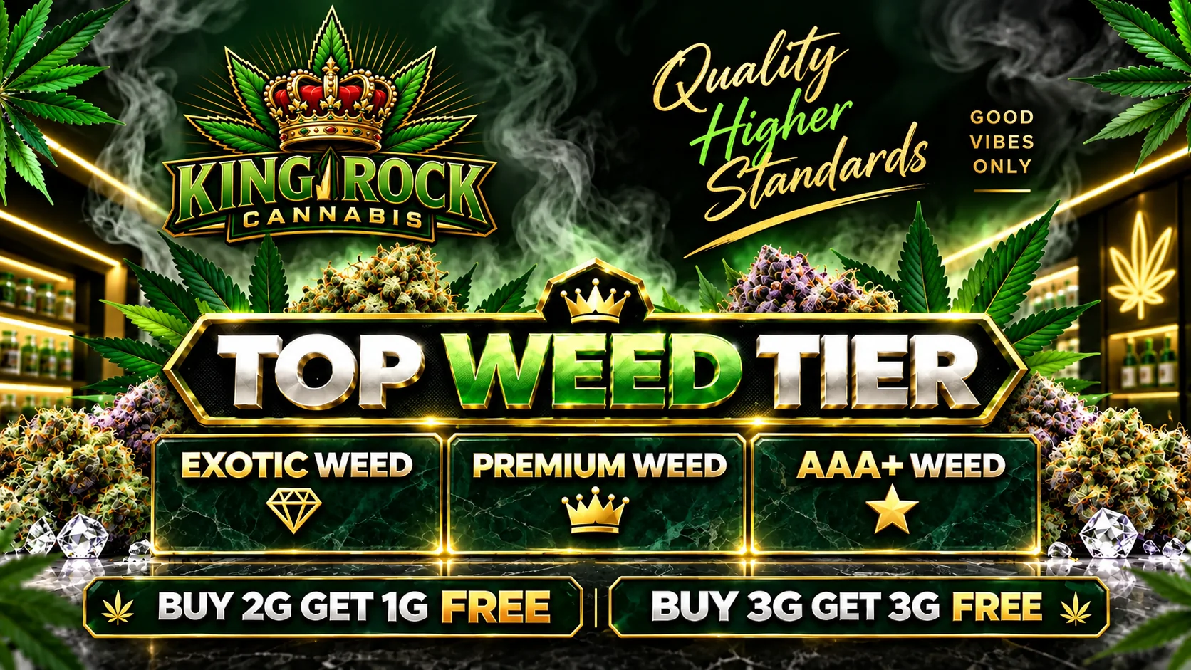 King Rock Cannabis top weed tiers — Exotic, Premium and AAA+ King Rock Cannabis in King West / Liberty Village — Exotic, Premium and AAA+ top weed tiers